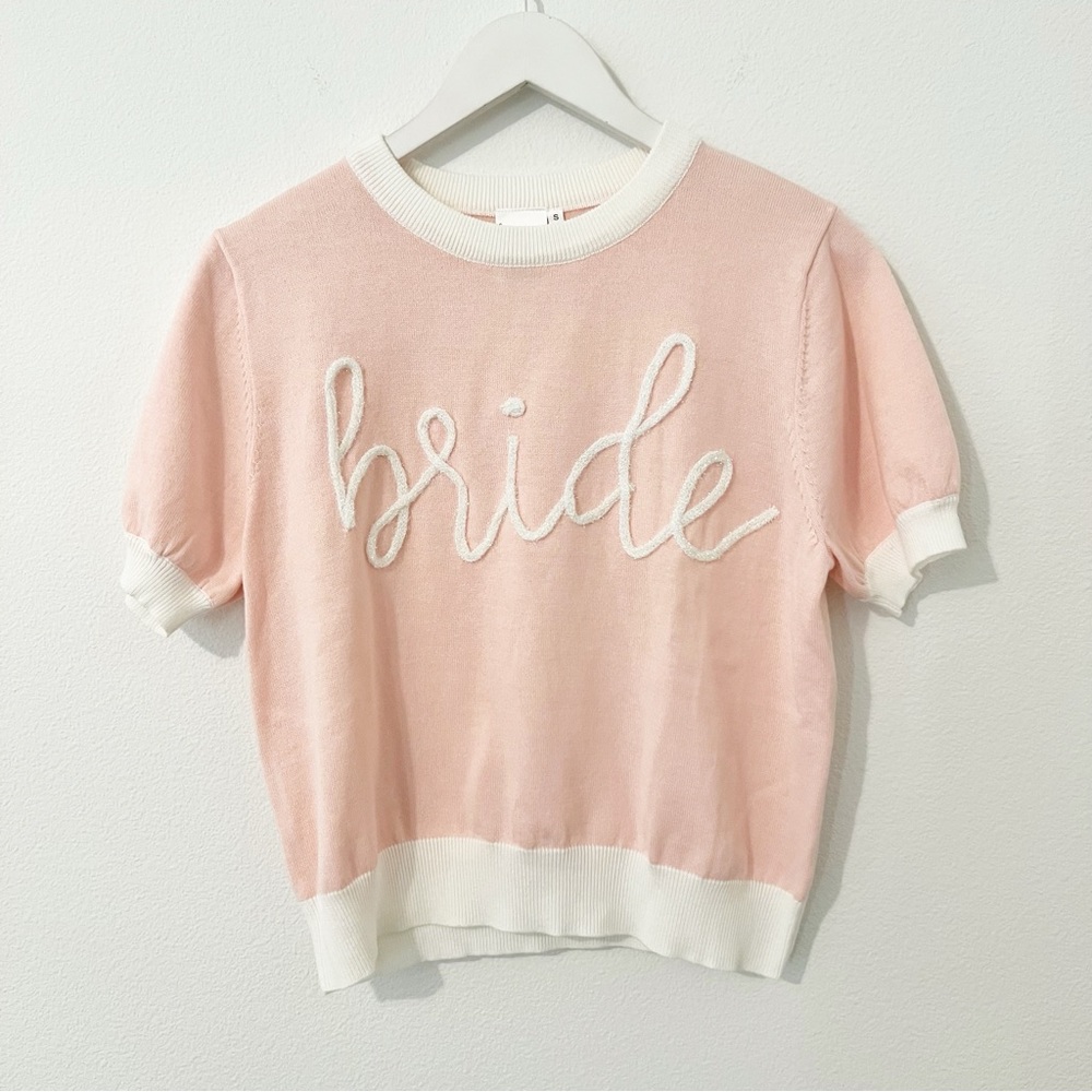 Queen of Sparkles Bride Script Pink Sweater Size Small S - Picture 2 of 6